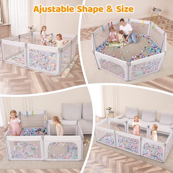 Dripex Foldable Baby Playpen in Light Grey - Picture 7 of 13